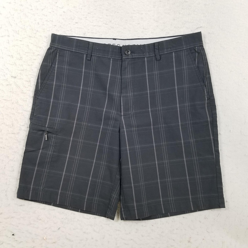 Greg Norman Shorts‎ Mens 34 Gray Plaid Cargo Golf Stretch 11 Inseam Casual